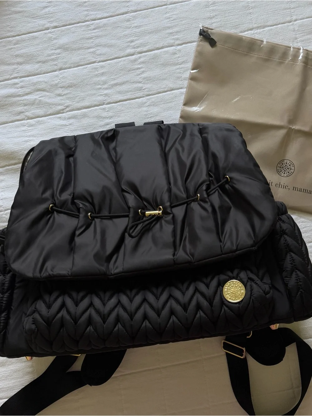 Happ Levy Black Quilted Backpack Diaper Bag - Picture 1 of 7